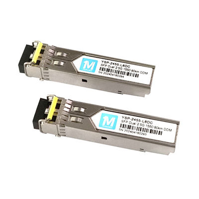 데이터 레이트 2.5G 듀플렉스 80km 1550nm LC 커넥터 DDM 장거리 광섬유 송신기용 플러그이블 SFP 송신기