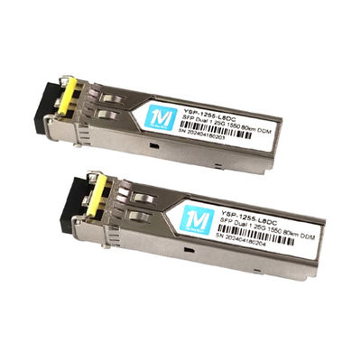 1.25G 듀플렉스 80km 1550nm LC 커넥터 DDM 1000BASE SMF 광섬유 모듈 플러그이블 SFP 트랜시버 3.3V