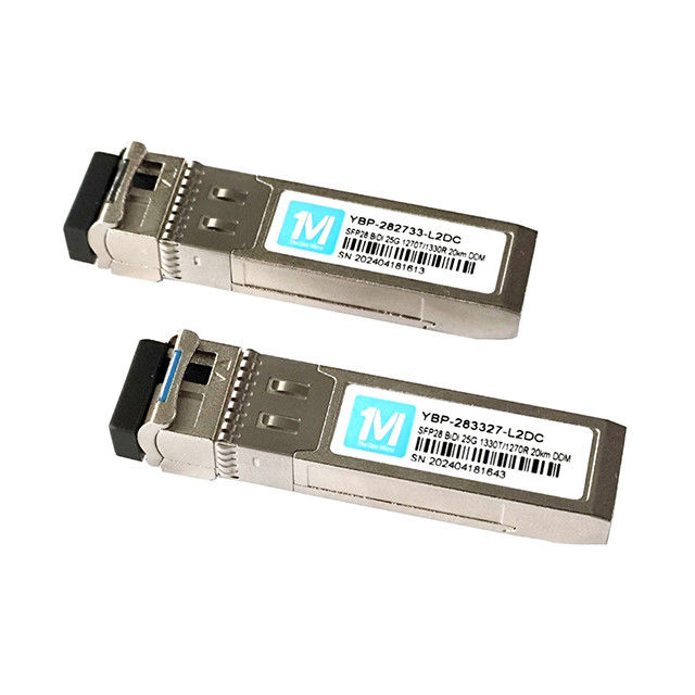 25G BIDI SFP 트랜시버 20km 1270nm/1330nm LC 커넥터 WDM 광섬유 모듈 장거리 전송