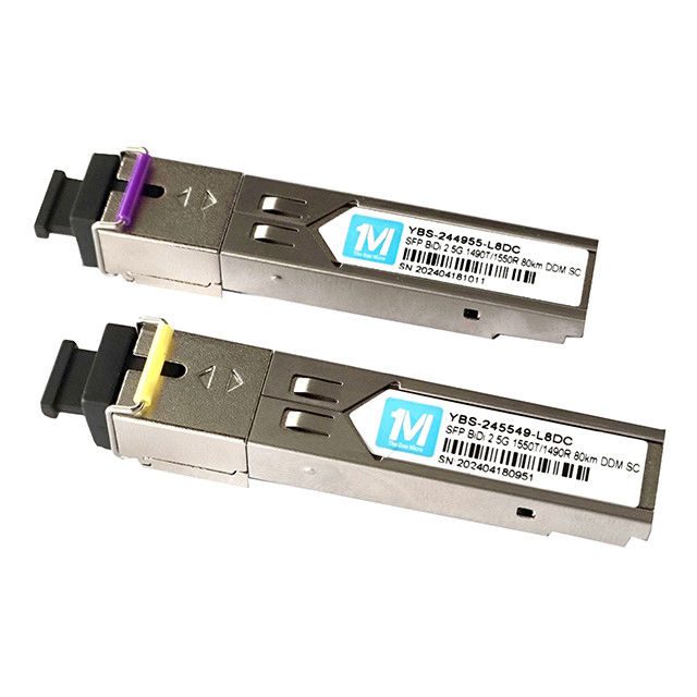섬유 타입 SMF 2.5G BIDI 80km 1490nm/1550nm SC 커넥터 DDM WDM 심플렉스 광 모듈 트랜시버 SFP 모듈 시간 3년