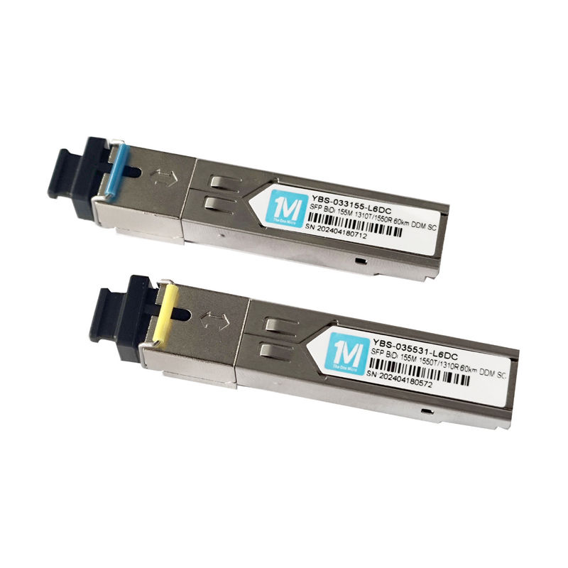 155M BIDI 60km 1310nm/1550nm SC 커넥터 DDM WDM 심플렉스 광 모듈 트랜시버 SFP 모듈 통신 애플리케이션