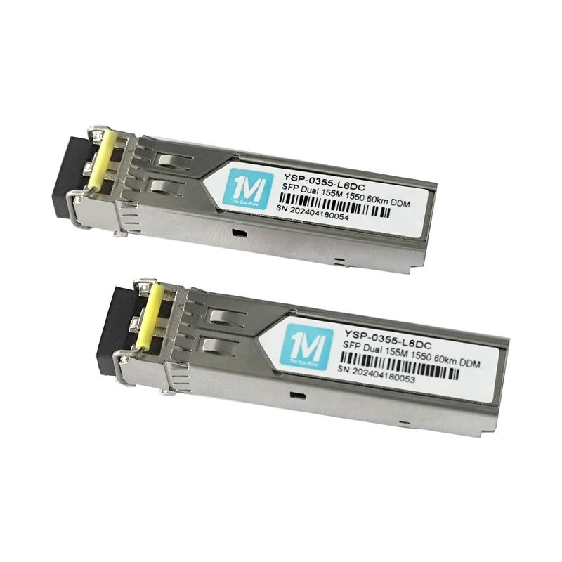 네트워크 통신 155M 듀플렉스 60km 1550nm LC 커넥터 DDM 100BASE SMF 광섬유 모듈 플러그 가능한 SFP 트랜시버