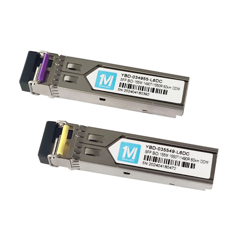 FTTX 시간 광섬유 송신기 155M BIDI 60km 1490nm/1550nm LC 커넥터 DDM WDM 시간 FTTX을 위한 심플렉스 SFP 모듈