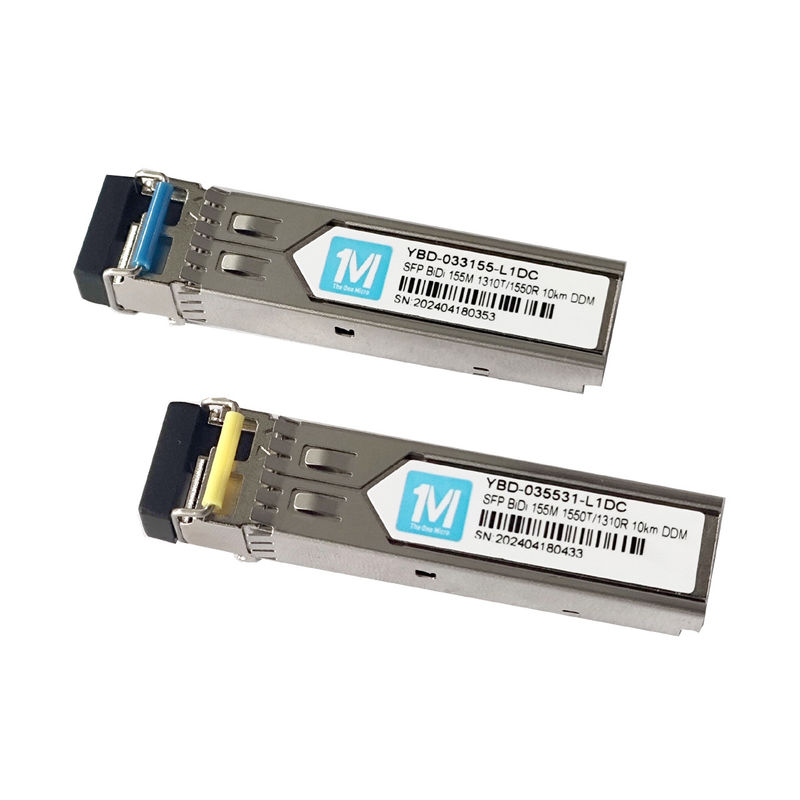 3.3V 광섬유 송신기 155M BIDI 10km 1310nm/1550nm LC 커넥터 데이터 전송을 위한 DDM WDM 심플렉스 SFP 모듈