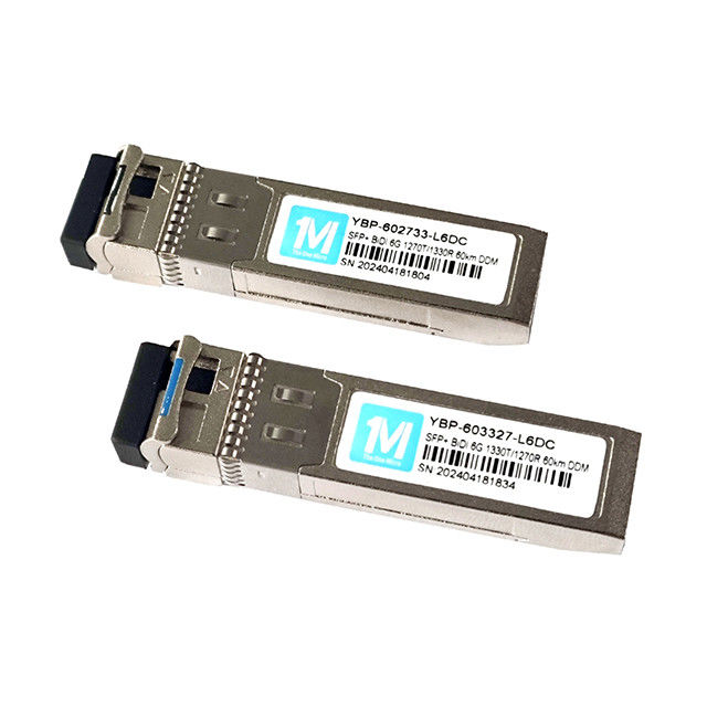 6G SFP BIDI 60km WDM LC 커넥터 DDM 광 송신기 1270/1330nm 데이터 레이트 6G 단일 모드 광 송신기 모듈